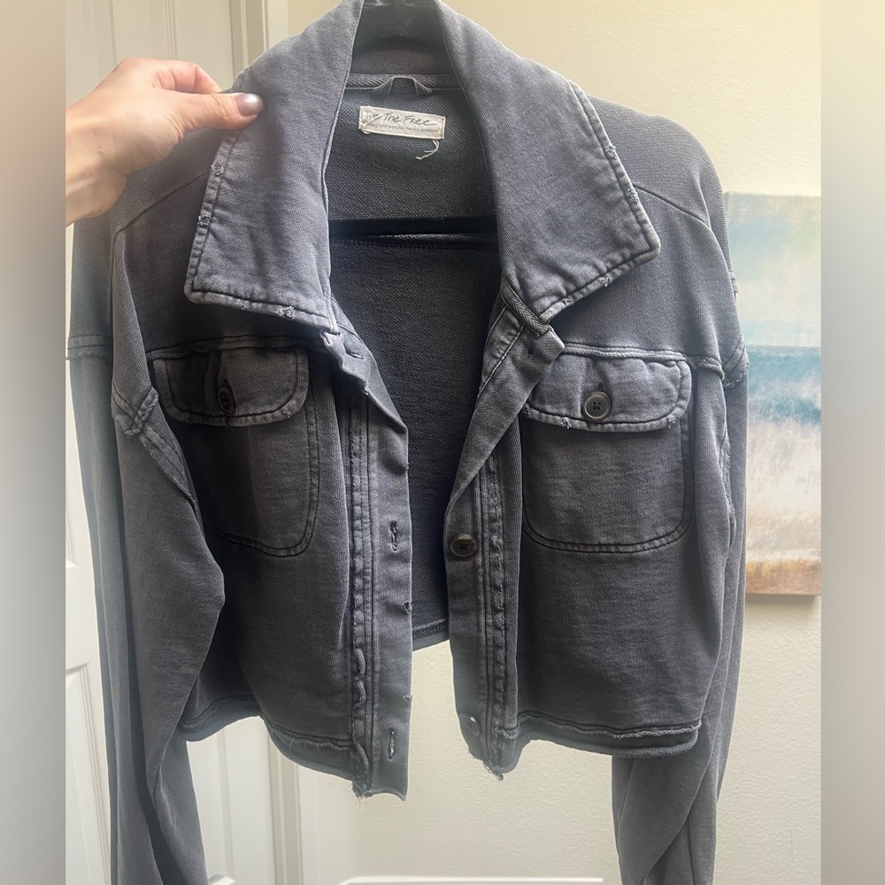 Free People casual button sweater grey size XS
